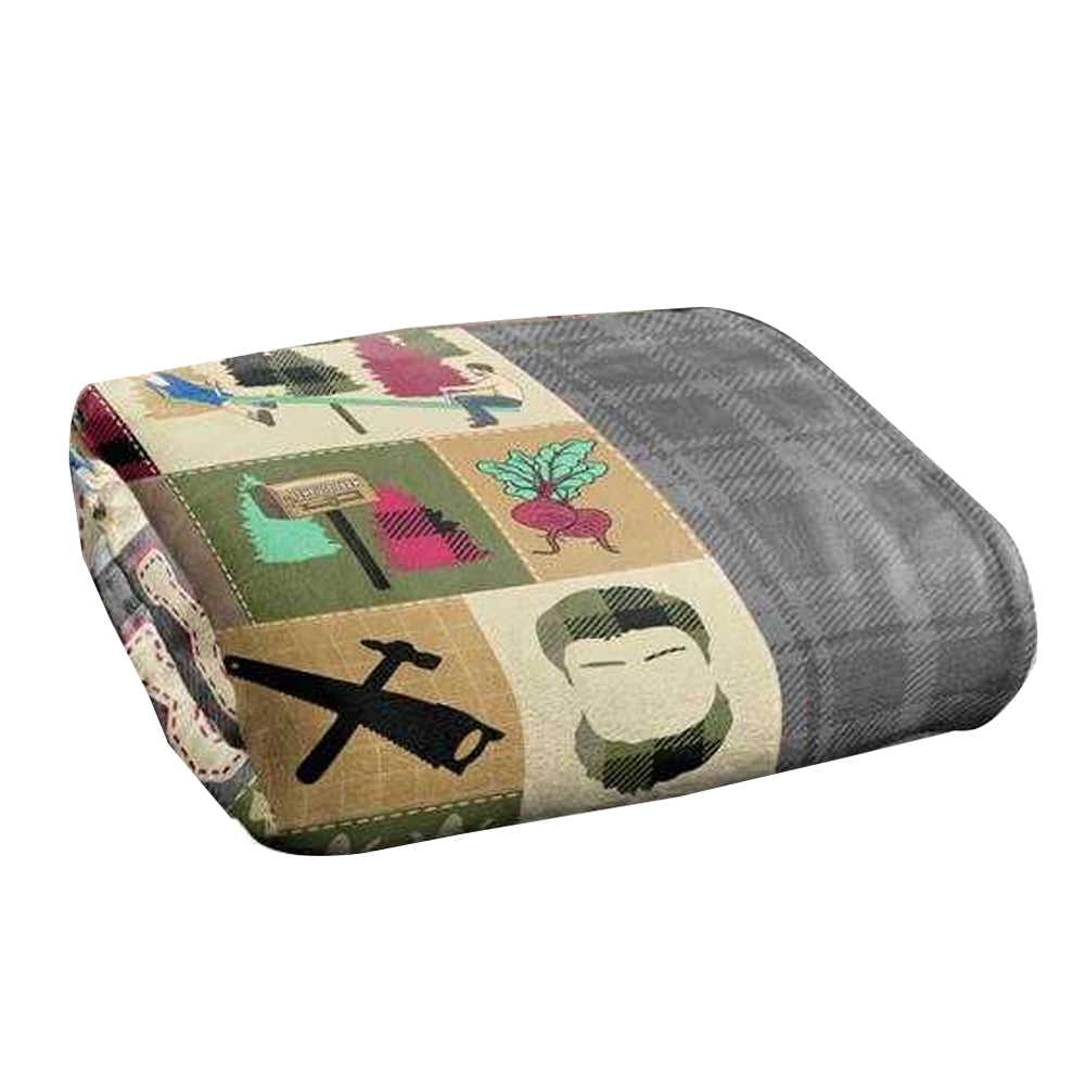 Grey-Multicoloured - Back - The Office Schrute Farms Silky Quilted Soft Touch Blanket
