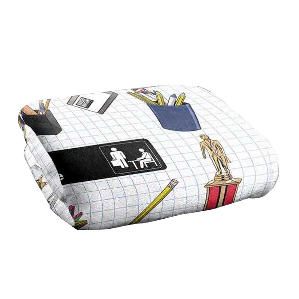 White-Multicoloured - Back - The Office Silky Collage Soft Touch Blanket