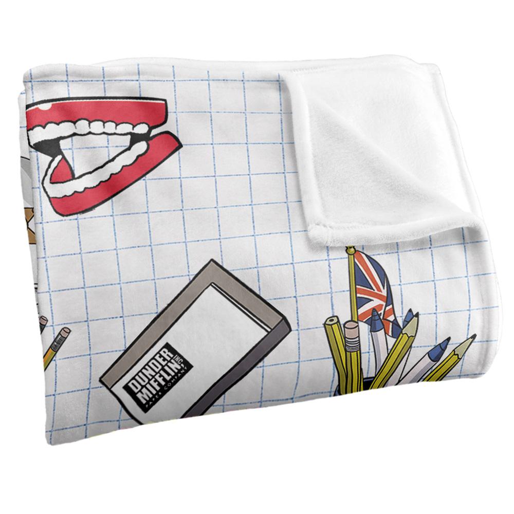 White-Multicoloured - Side - The Office Silky Collage Soft Touch Blanket