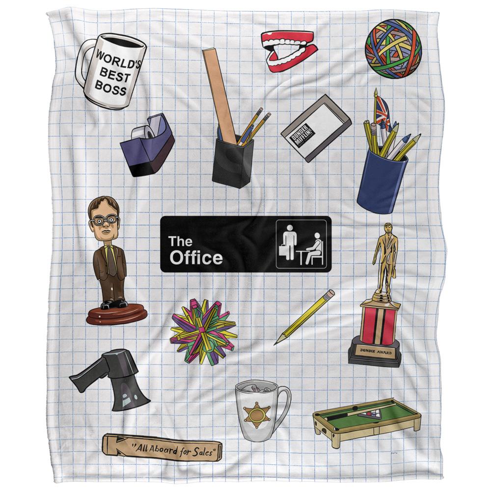 White-Multicoloured - Front - The Office Silky Collage Soft Touch Blanket