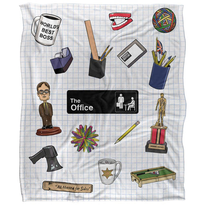 White-Multicoloured - Front - The Office Silky Collage Soft Touch Blanket