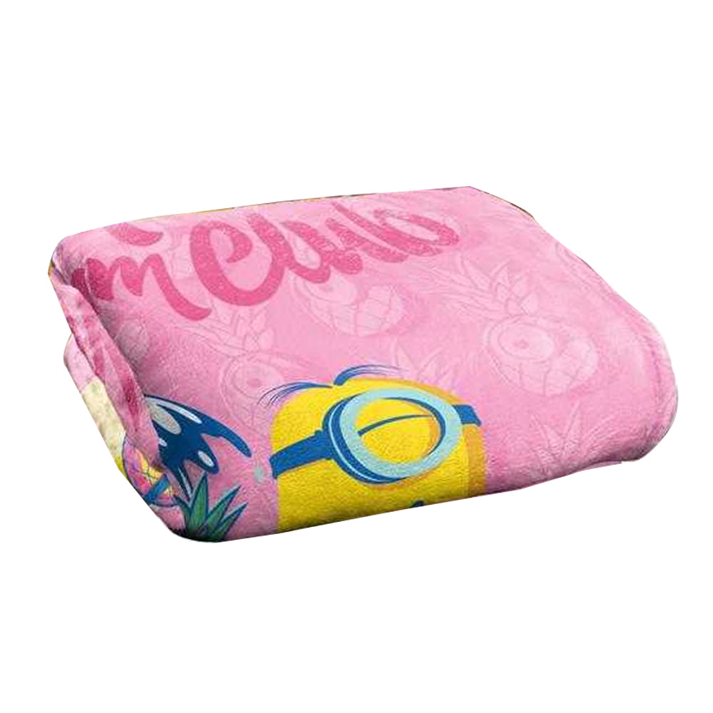 Pink-Multicoloured - Back - Minions Beach Bum Club Silky Stuart Soft Touch Blanket