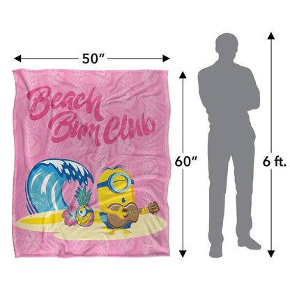 Pink-Multicoloured - Lifestyle - Minions Beach Bum Club Silky Stuart Soft Touch Blanket