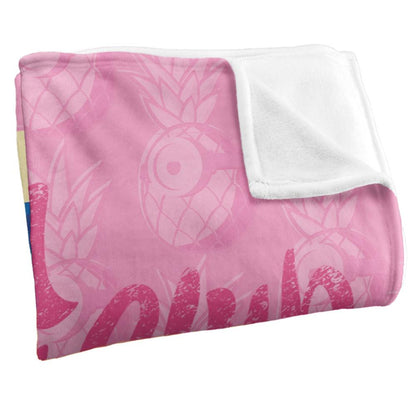 Pink-Multicoloured - Side - Minions Beach Bum Club Silky Dave Soft Touch Blanket