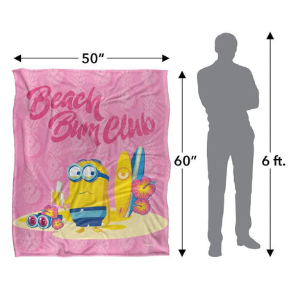 Pink-Multicoloured - Lifestyle - Minions Beach Bum Club Silky Dave Soft Touch Blanket