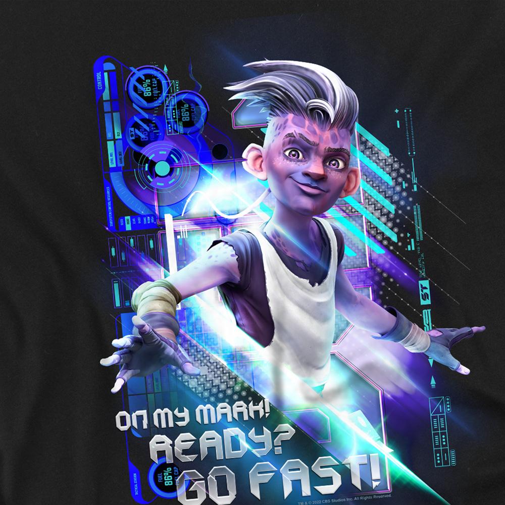 Black - Pack Shot - Star Trek: Prodigy Unisex Adult On My Mark! Ready? Go Fast! Dal R´El T-Shirt