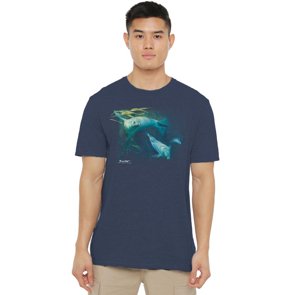 Navy - Side - Wildlife Unisex Adult Kelp Patrol Heather T-Shirt