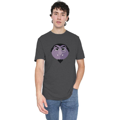 Charcoal - Side - Sesame Street Unisex Adult Glower Count von Count Heather T-Shirt