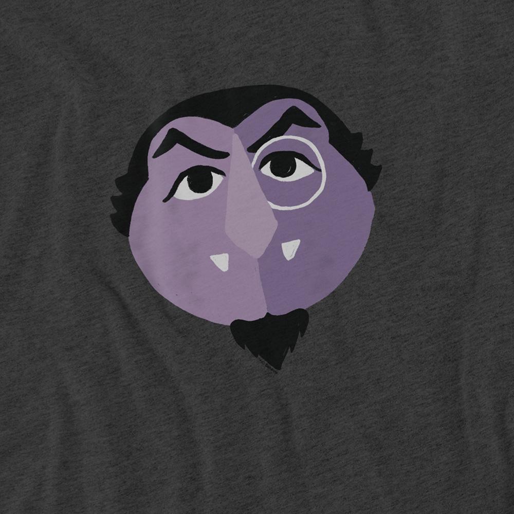 Charcoal - Pack Shot - Sesame Street Unisex Adult Glower Count von Count Heather T-Shirt