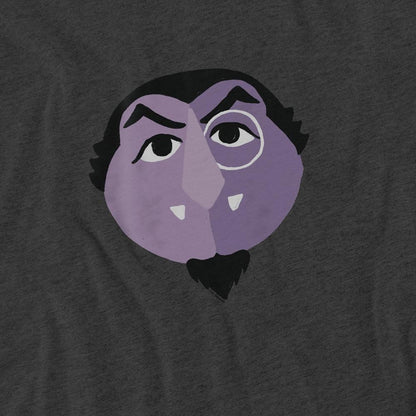 Charcoal - Pack Shot - Sesame Street Unisex Adult Glower Count von Count Heather T-Shirt