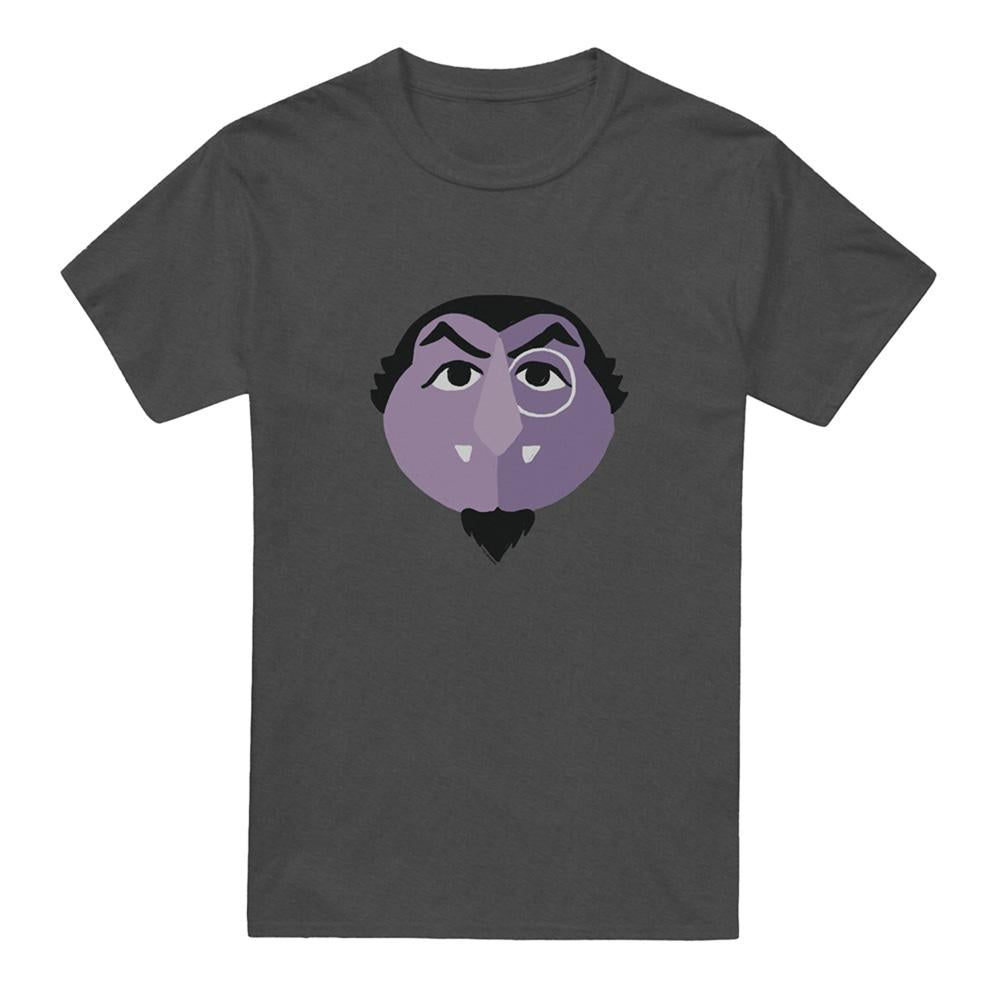 Charcoal - Front - Sesame Street Unisex Adult Glower Count von Count Heather T-Shirt