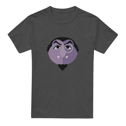 Charcoal - Front - Sesame Street Unisex Adult Glower Count von Count Heather T-Shirt