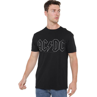Black - Side - AC-DC Unisex Adult Outline Logo T-Shirt