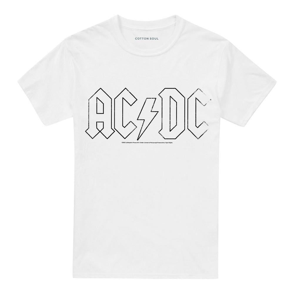 White - Front - AC-DC Unisex Adult Outline Logo T-Shirt