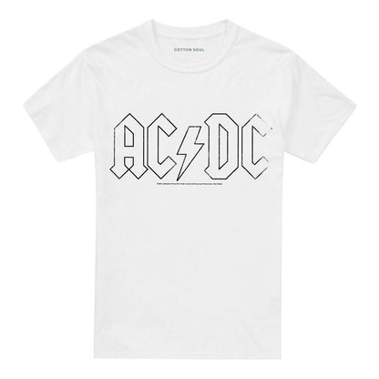 White - Front - AC-DC Unisex Adult Outline Logo T-Shirt