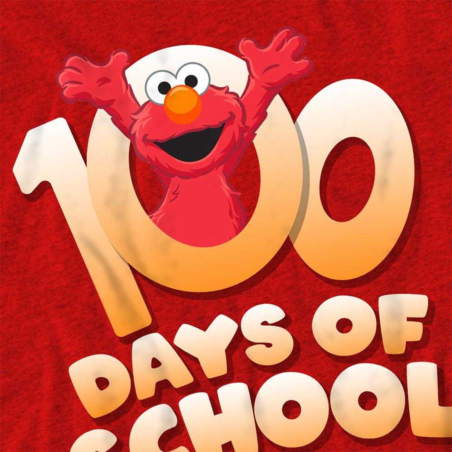 Red - Side - Sesame Street Unisex Adult 100 Days Of School Elmo Heather T-Shirt