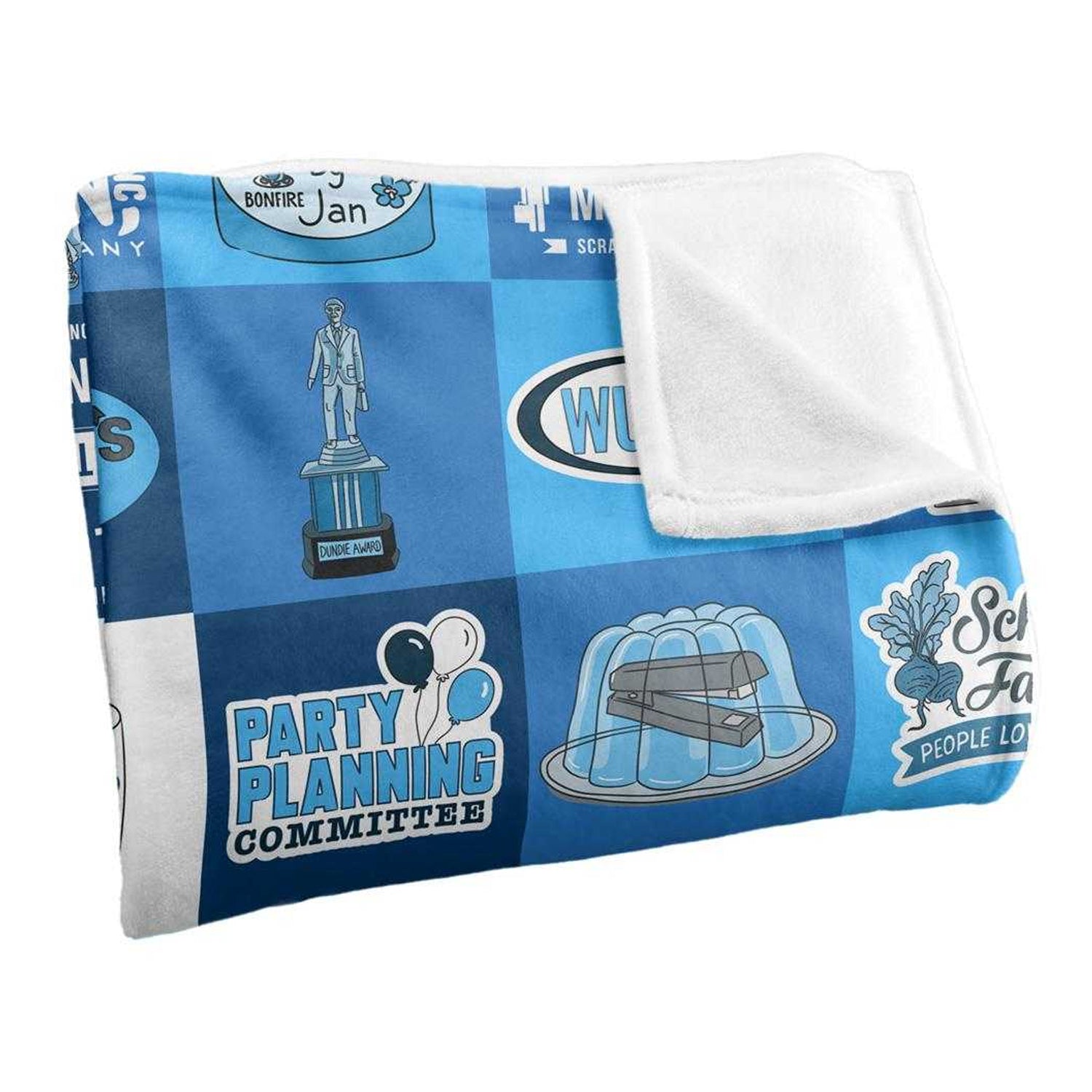 Blue-Multicoloured - Back - The Office Silky Quilted Soft Touch Blanket