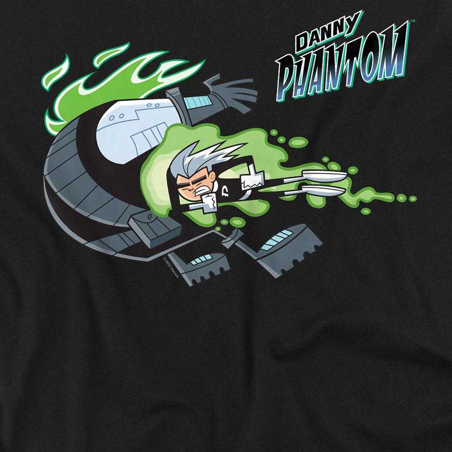 Black - Side - Danny Phantom Unisex Adult Fights With Skulker T-Shirt