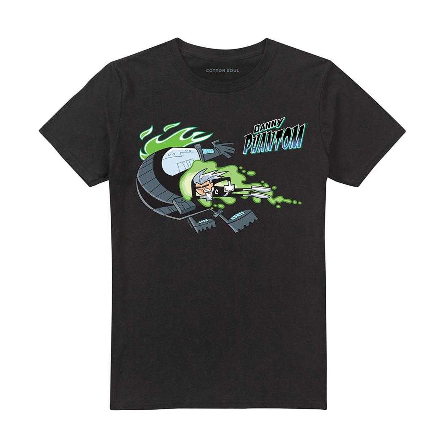 Black - Front - Danny Phantom Unisex Adult Fights With Skulker T-Shirt