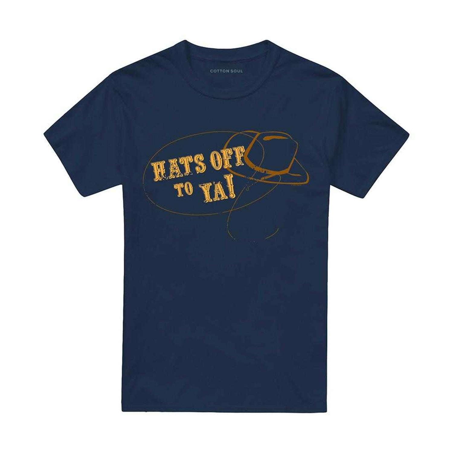 Navy - Front - Hey Dude Unisex Adult Hats Off To Ya T-Shirt