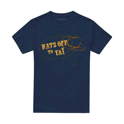 Navy - Front - Hey Dude Unisex Adult Hats Off To Ya T-Shirt