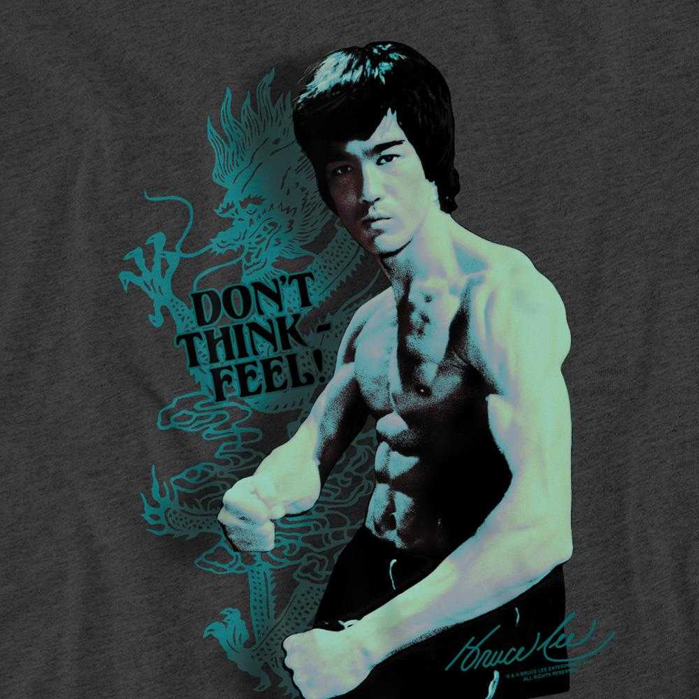 Charcoal - Side - Bruce Lee Unisex Adult Feel Heather T-Shirt