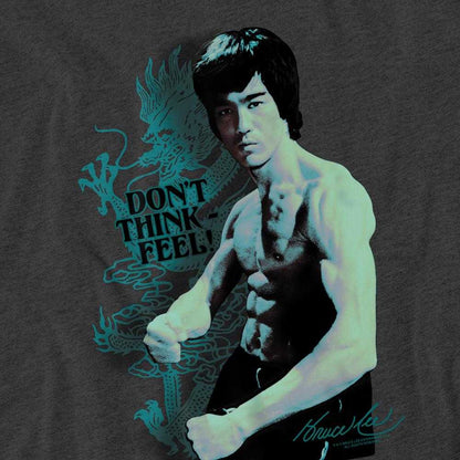 Charcoal - Side - Bruce Lee Unisex Adult Feel Heather T-Shirt