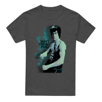 Charcoal - Front - Bruce Lee Unisex Adult Feel Heather T-Shirt