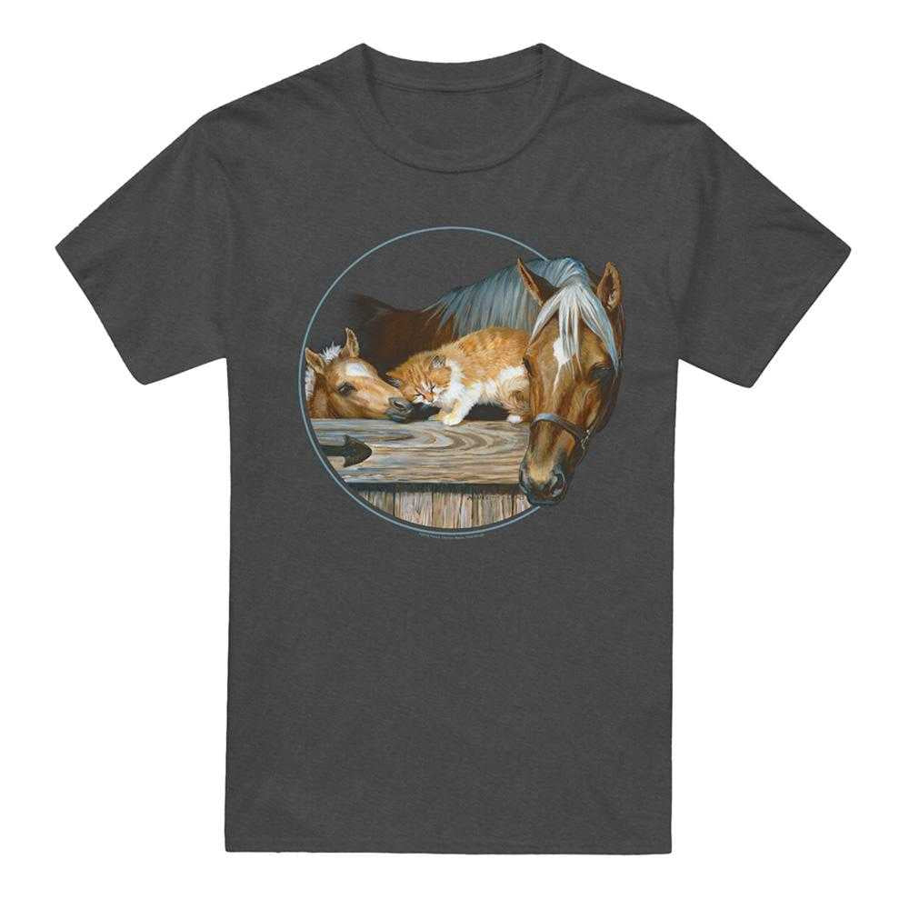 Charcoal - Front - Wild Wings Unisex Adult Everyone Loves Kitty Heather T-Shirt