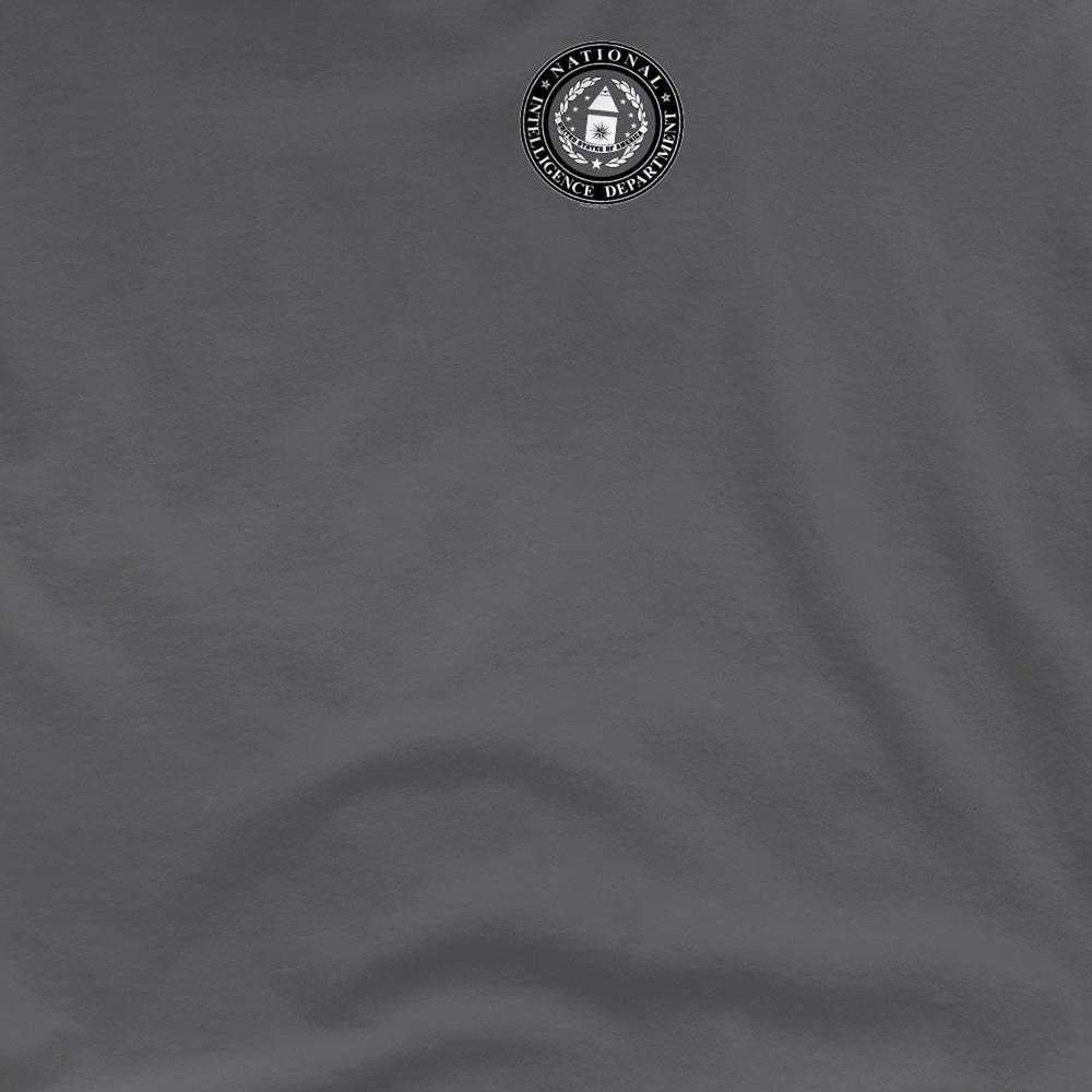 Charcoal - Side - Stargate SG-1 Unisex Adult National Intelligence Department Logo T-Shirt