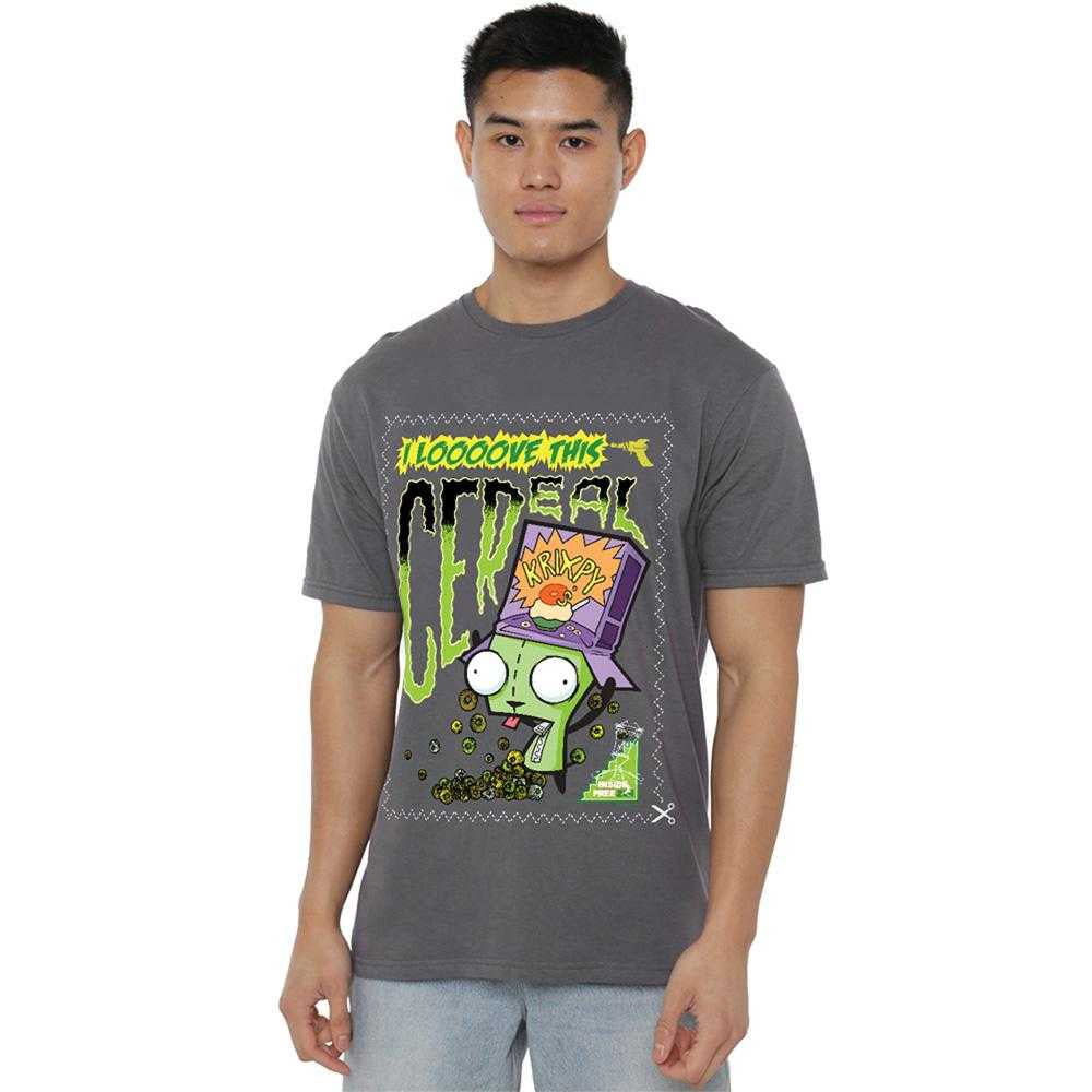 Charcoal - Lifestyle - Invader Zim Unisex Adult Krixpy Cereal Gir T-Shirt