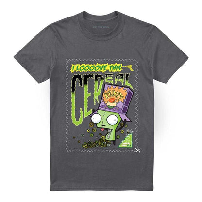 Charcoal - Front - Invader Zim Unisex Adult Krixpy Cereal Gir T-Shirt