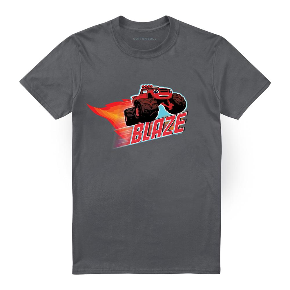Charcoal - Front - Blaze & The Monster Machines Unisex Adult Badge T-Shirt