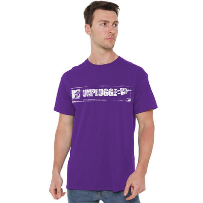 Purple - Lifestyle - MTV Unisex Adult Unplugged Distressed Logo T-Shirt