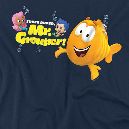 Navy - Side - Bubble Guppies Unisex Adult Super Duper T-Shirt