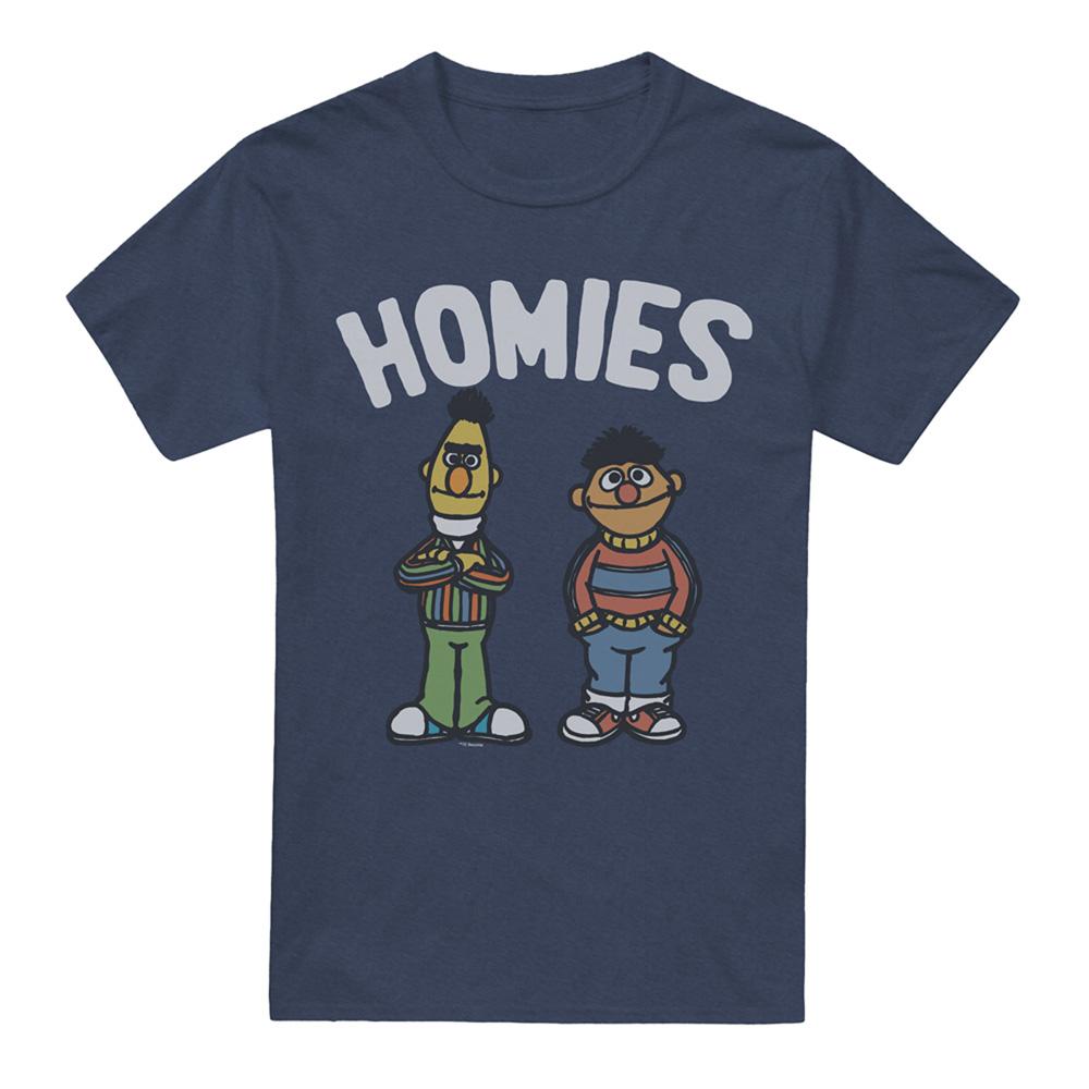 Navy - Front - Sesame Street Unisex Adult The Bff Heather T-Shirt