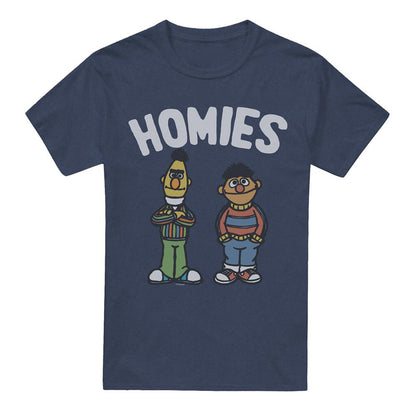 Navy - Front - Sesame Street Unisex Adult The Bff Heather T-Shirt