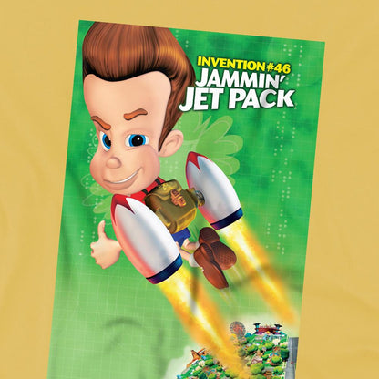 Banana Yellow - Side - Jimmy Neutron Unisex Adult Jammin Jet Pack T-Shirt