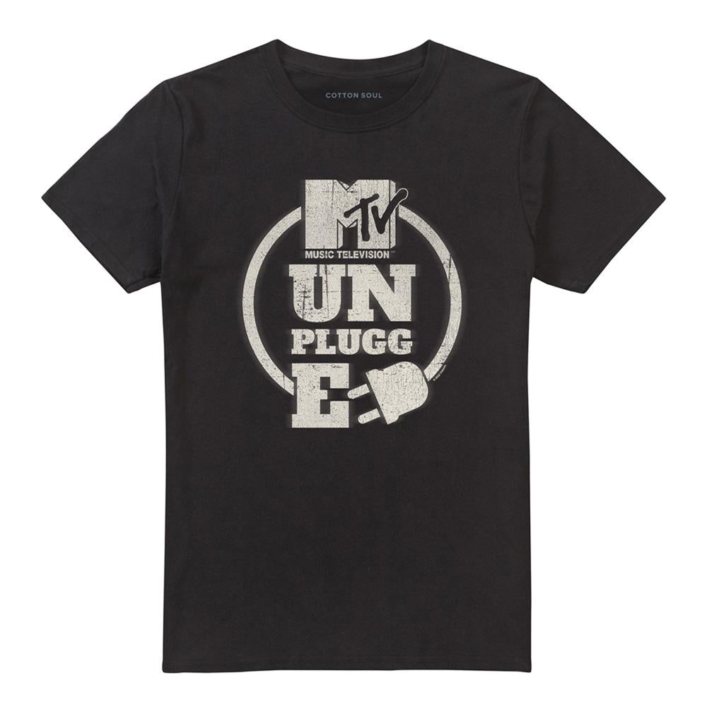 Black - Front - MTV Unisex Adult Unplugged Plug T-Shirt