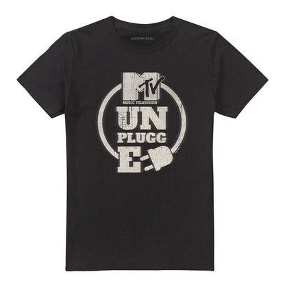 Black - Front - MTV Unisex Adult Unplugged Plug T-Shirt