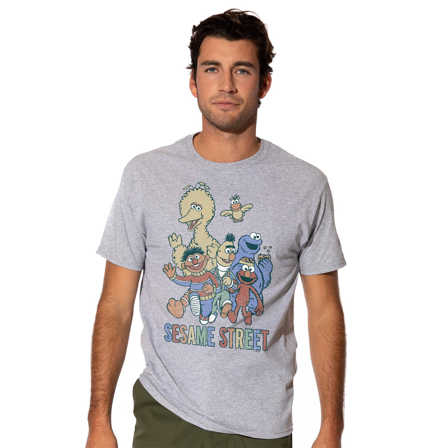 Heather Grey - Front - Sesame Street Mens Group T-Shirt