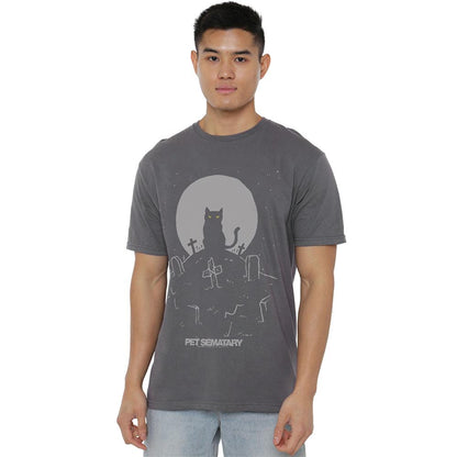Charcoal - Back - Pet Sematary Unisex Adult Cat With Tombstones T-Shirt