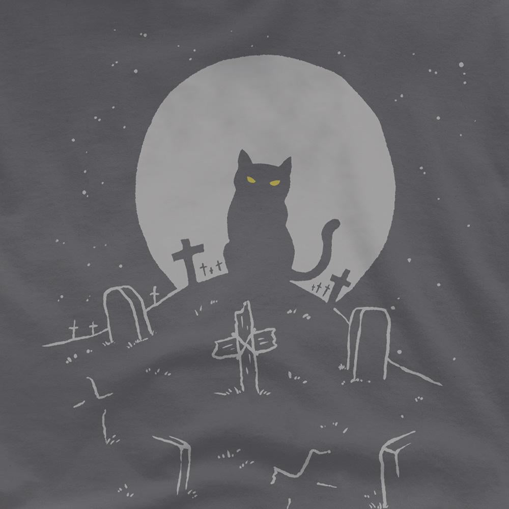 Charcoal - Side - Pet Sematary Unisex Adult Cat With Tombstones T-Shirt