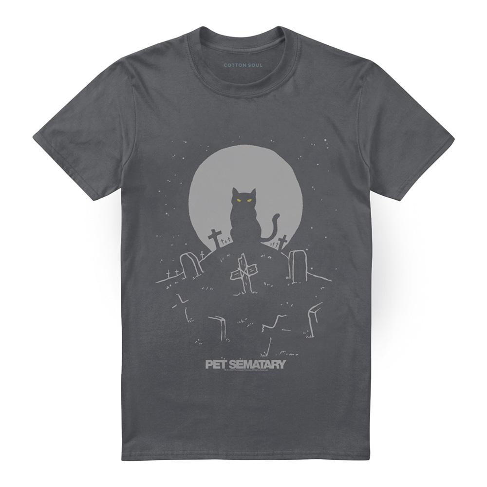 Charcoal - Front - Pet Sematary Unisex Adult Cat With Tombstones T-Shirt