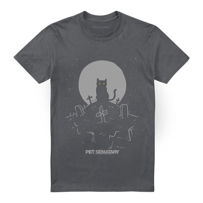 Charcoal - Front - Pet Sematary Unisex Adult Cat With Tombstones T-Shirt