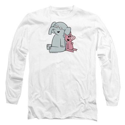 White - Front - The Pigeon Unisex Adult Gerald & Piggie Logo Long-Sleeved T-Shirt