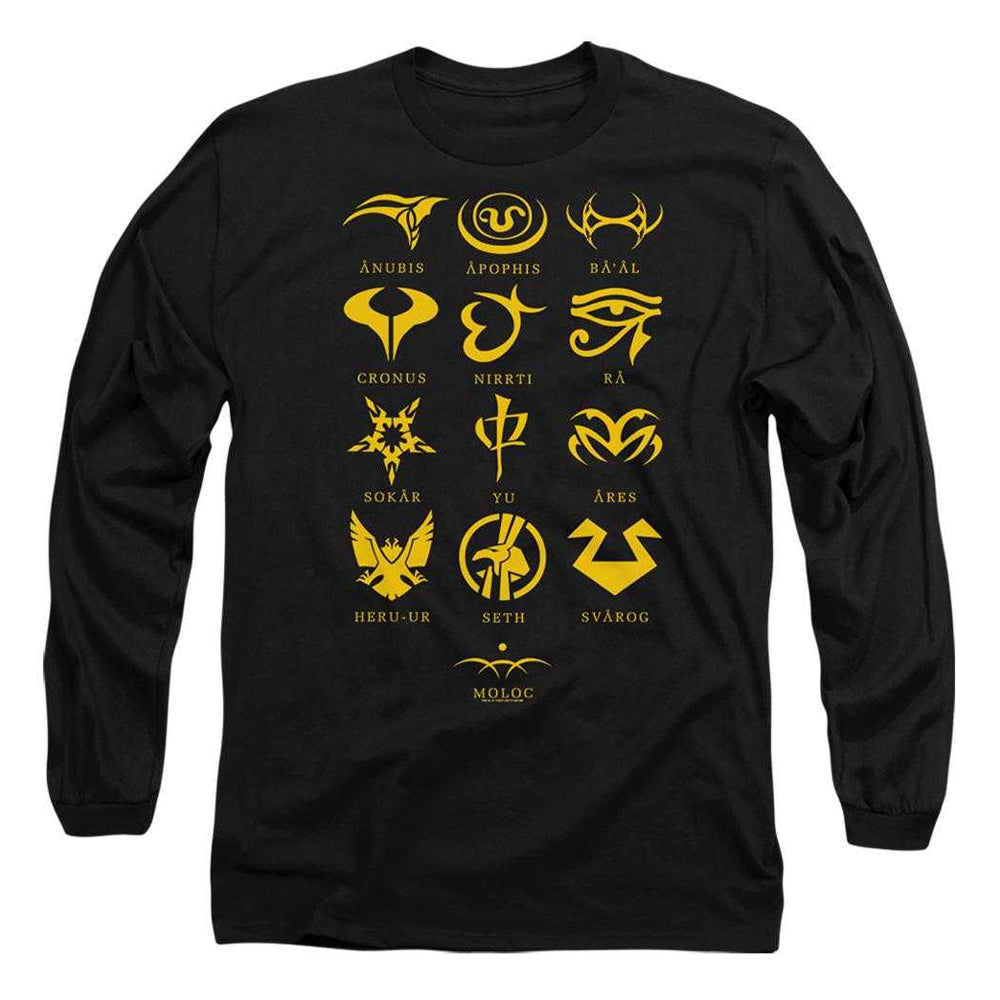 Black - Front - Stargate SG-1 Unisex Adult Goauld Characters Long-Sleeved T-Shirt
