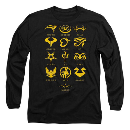 Black - Front - Stargate SG-1 Unisex Adult Goauld Characters Long-Sleeved T-Shirt