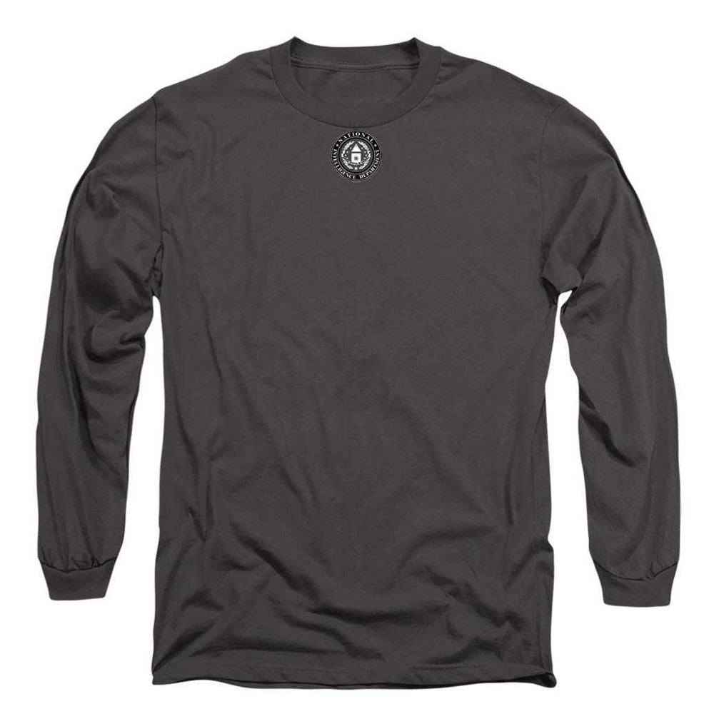 Charcoal - Front - Stargate SG-1 Unisex Adult National Intelligence Department Logo Long-Sleeved T-Shirt