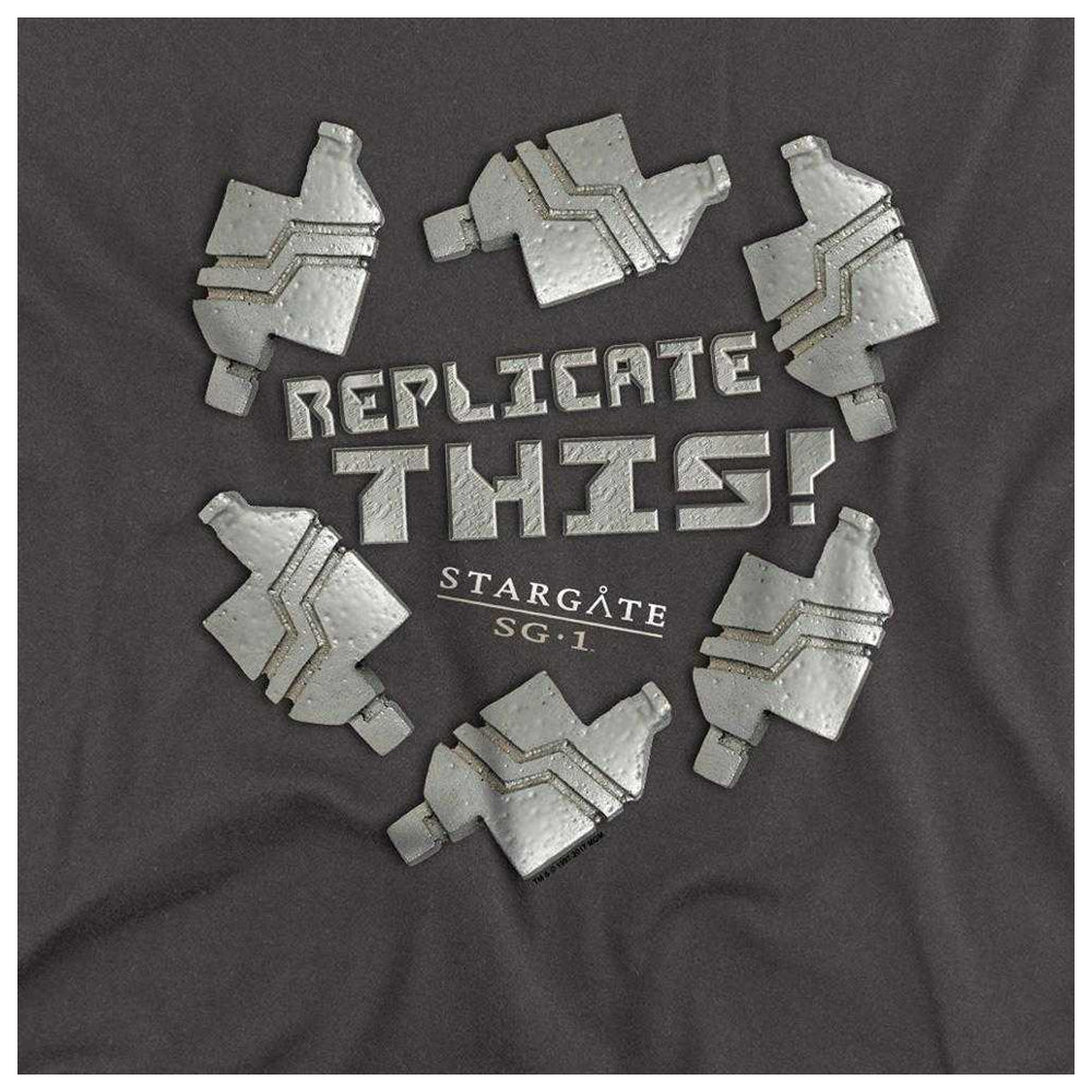 Charcoal - Side - Stargate SG-1 Unisex Adult Replicate This Long-Sleeved T-Shirt